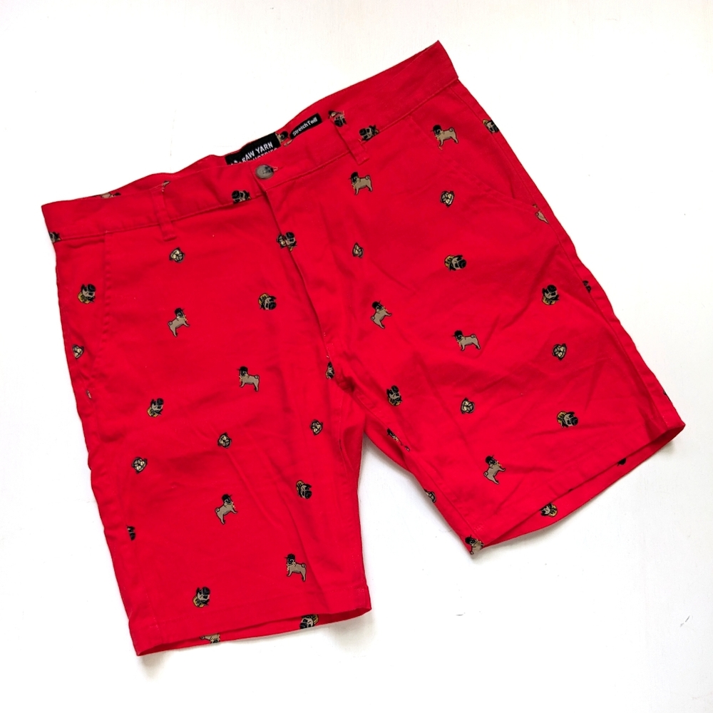 Men's Red Pug Shorts 9" Inseam Size 34
